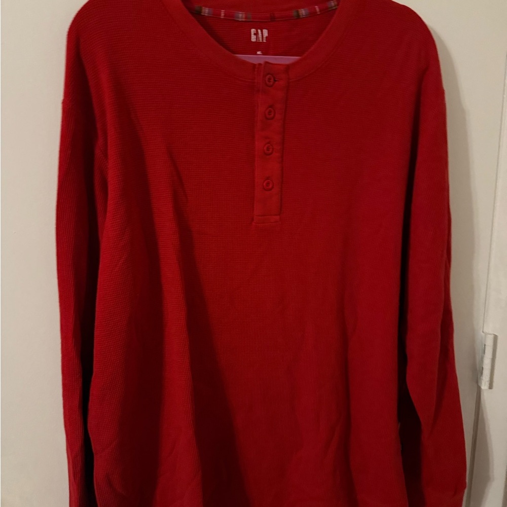 GAP Vibrant Red Henley Top
